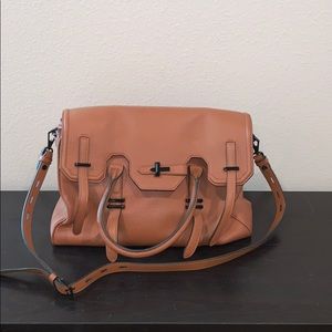 Camel Leather Satchel Bag